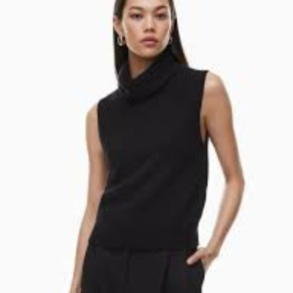Aritzia Babaton  Brushed 100%Cashmere Relaxed  a mockneck Tank top size Medium - Picture 1 of 9